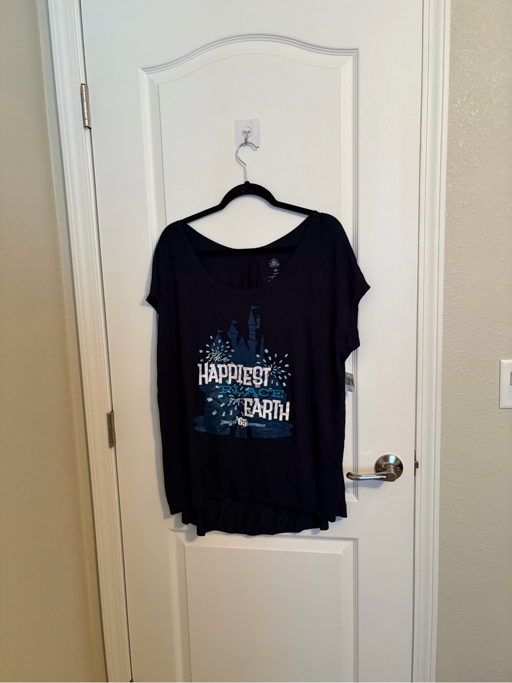 Disney Navy Graphic Tee with Light Blue Castle Print